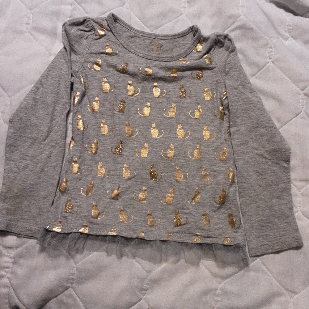 Okie Dokie Girls 4T cat LS shirt ruffles